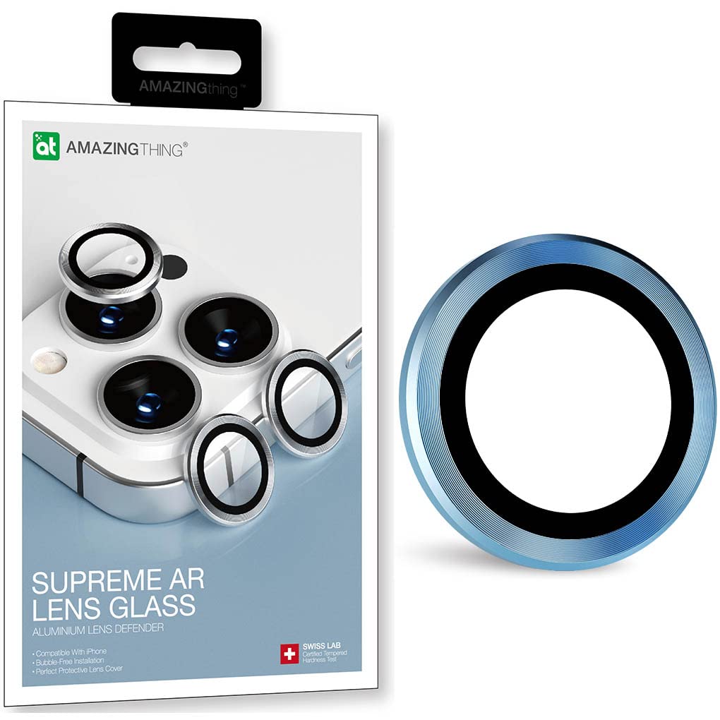 AMAZINGthing Amazing Thing SUPREME AR Lens Defender for iPhone 13 PRO Camera Lens Protector (6.1 inch) [3 Lens] - Sierra Blue