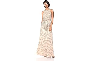 Women's Halter Art Deco Beaded Blouson Dress
