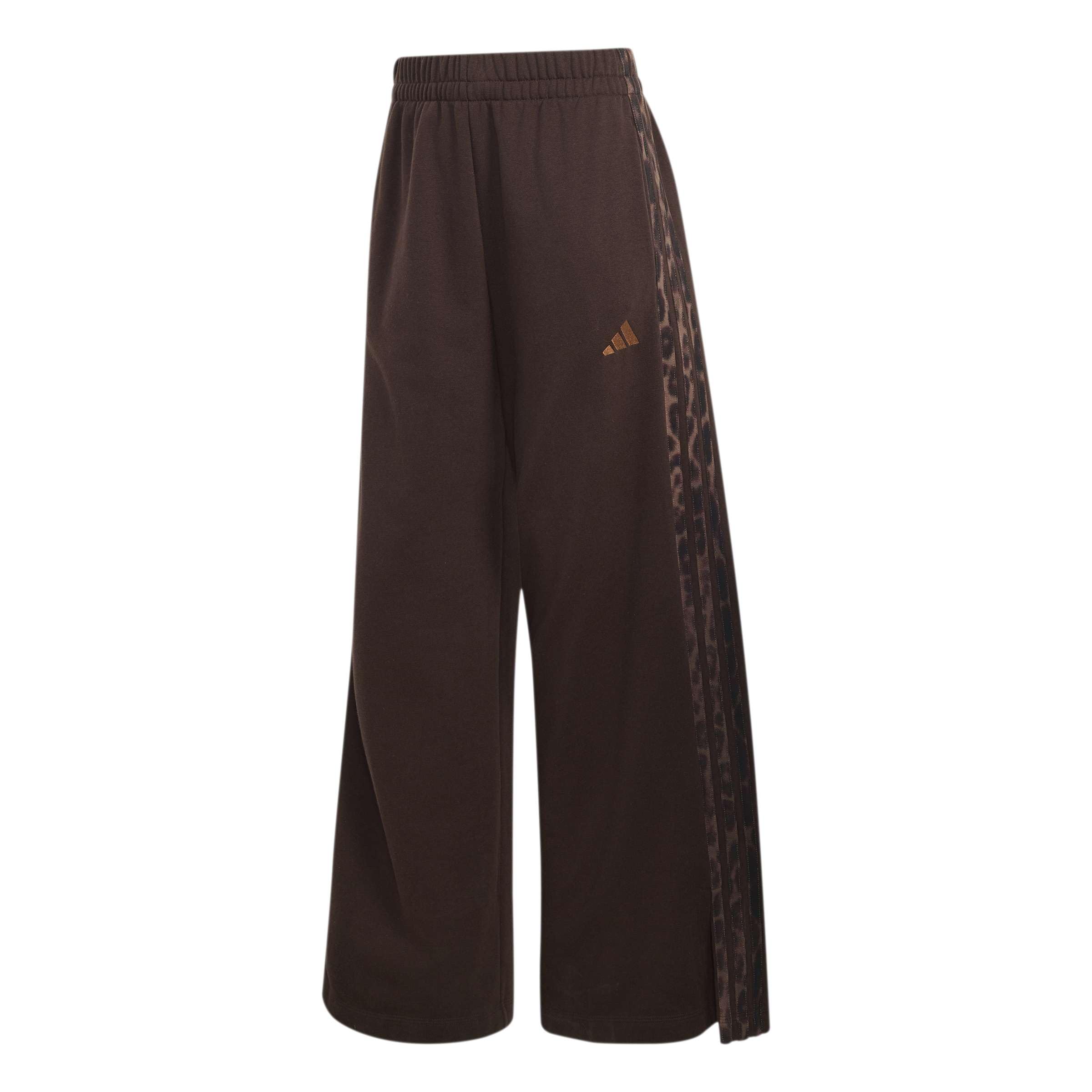 adidas Women's Seasonal Essentials Animal Print 3-Stripes Pants, Aurora Coffee/Multicolor/preloved Brown, S