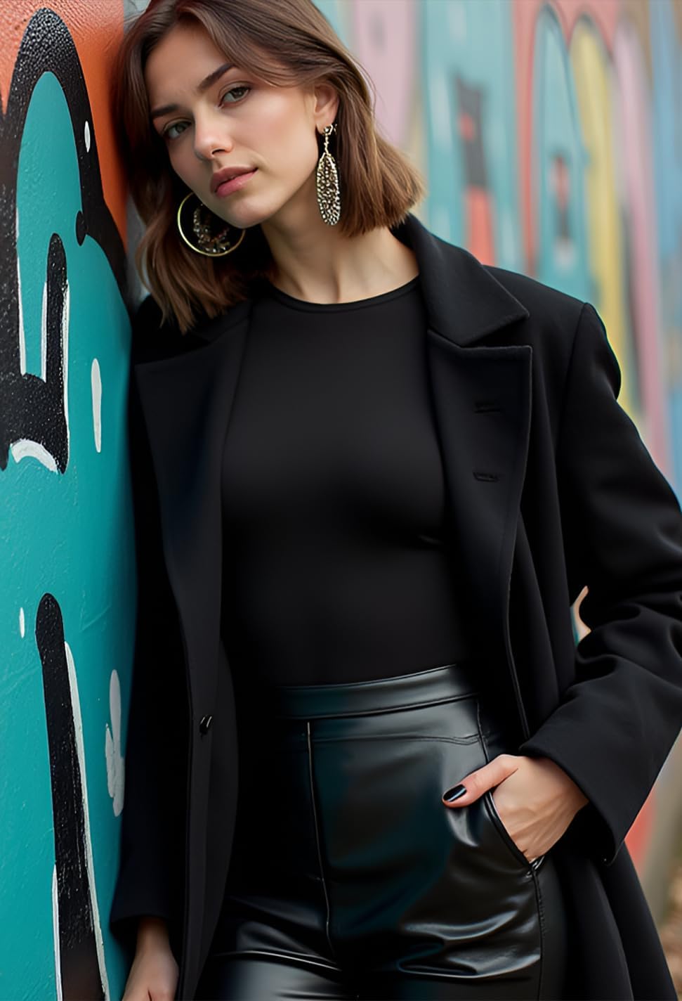 Sunzel Long Sleeve T Shirts for Women with Crew Neck, Double Lined Tops Slim Fit Basic Tee, Casual Undershirt Outfits - Image 3