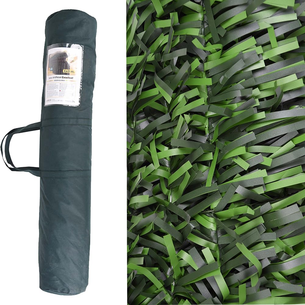 Suinga Seto Artificial Ocultación Jardin 1,5x3 m | Seto Premium Hoja Ancha | Seto ocultación 100% | Seto Artificial Decorativo