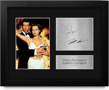 HWC Trading Pierce Brosnan & Izabella Scorupco James Bond GoldenEye Framed Gifts Printed Signed Autograph Picture for Movie Memorabilia Fans - US Letter Size