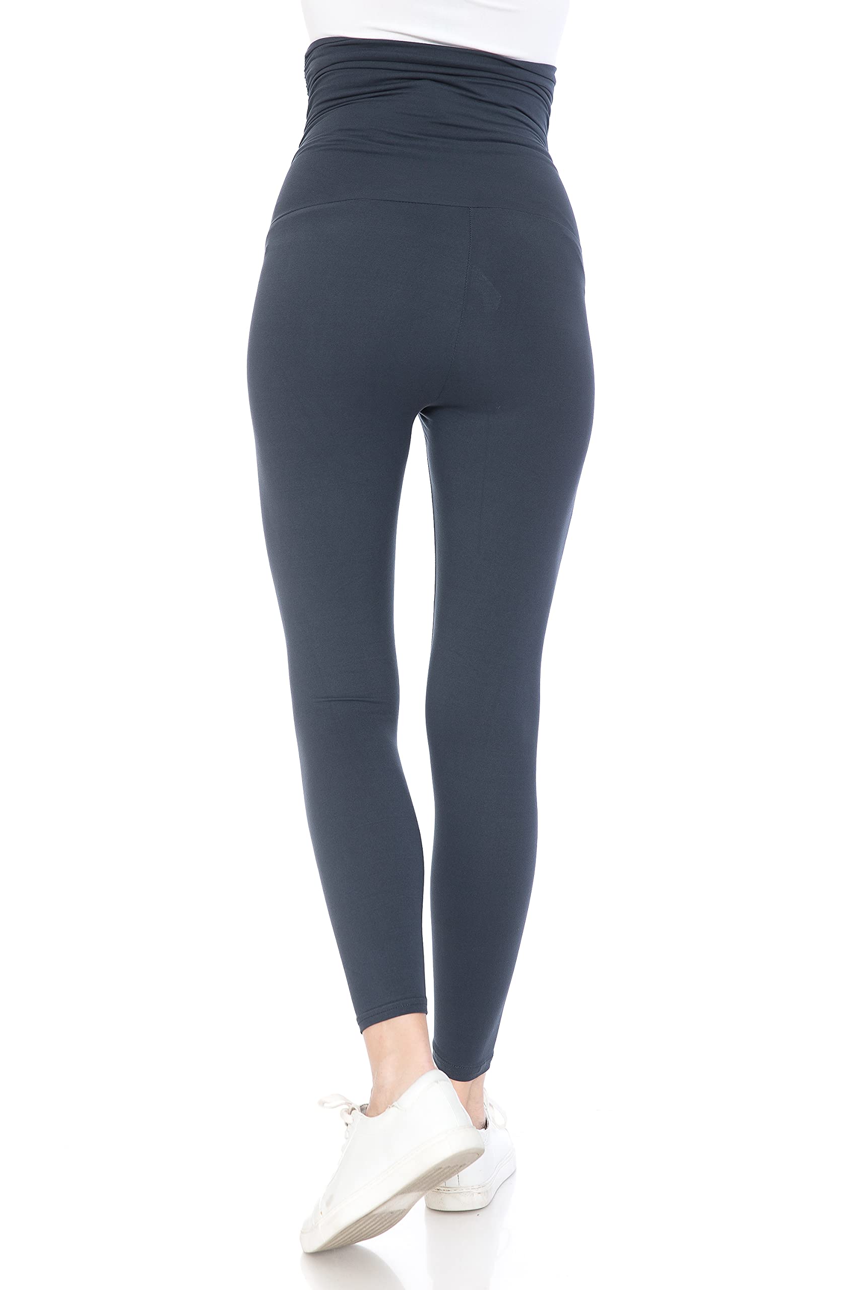 Leggings Depot Damskie legginsy ciążowe nad brzuchem, do noszenia w ciąży, na co dzień, do jogi, antracytowy, M