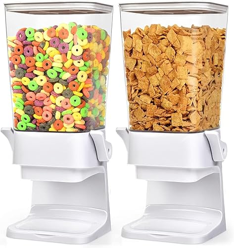 Dispensador de Cereales para Encimera Paquete de 2 de 5.5 Qt Recipiente Grande de Almacenamiento de Cereales Soporte Dispensador para Despensa