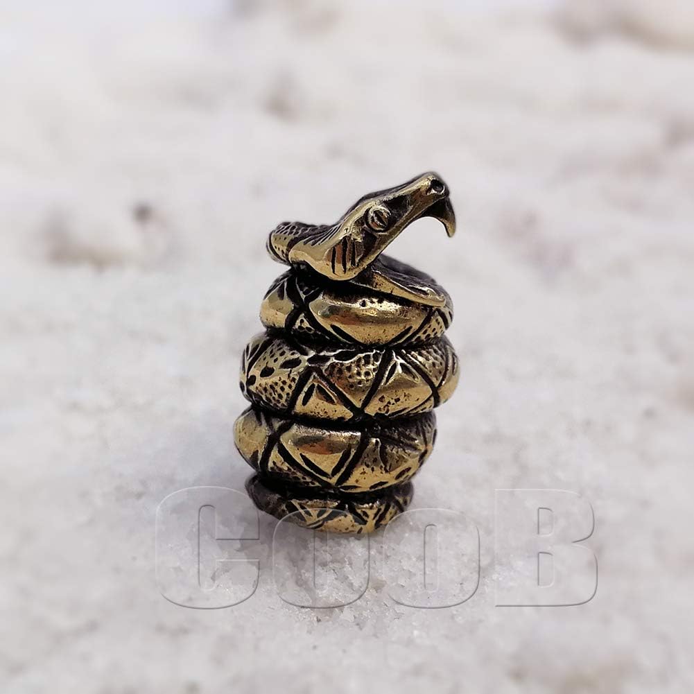 СooB EDC Paracord Bead, Knife Lanyard Bead, Beard Bead, Pendant Animals Collection. Metal Hand-Casted Paracord Beads Charms for Paracord Lanyards Bracelets 1Pcs/Lot (Snake Bronze)