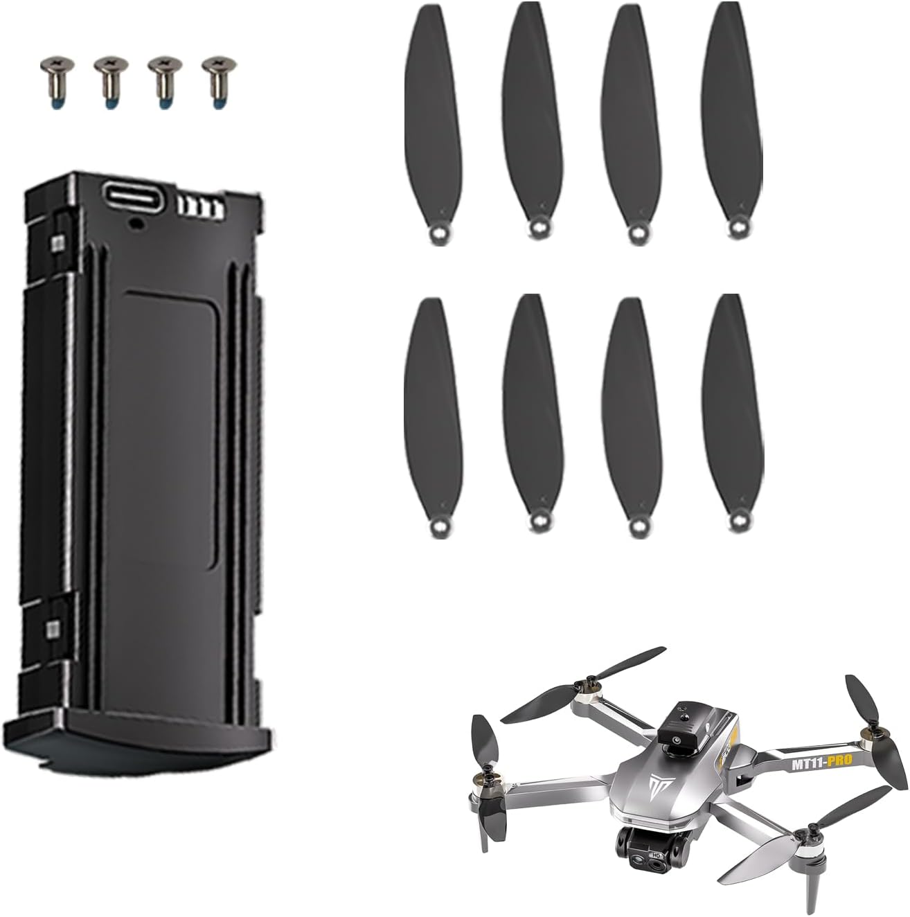 Drone Accessories,for Brushless Drone MT001-pro/MT002-pro,One Battery,One Set of Fan Blades
