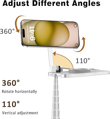 Miniatura 5 de TONEOF Trípode de palo de selfie magnético de 68" con soporte magnético fuerte de aluminio para Magsafe, soporte de trípode para teléfono de viaje