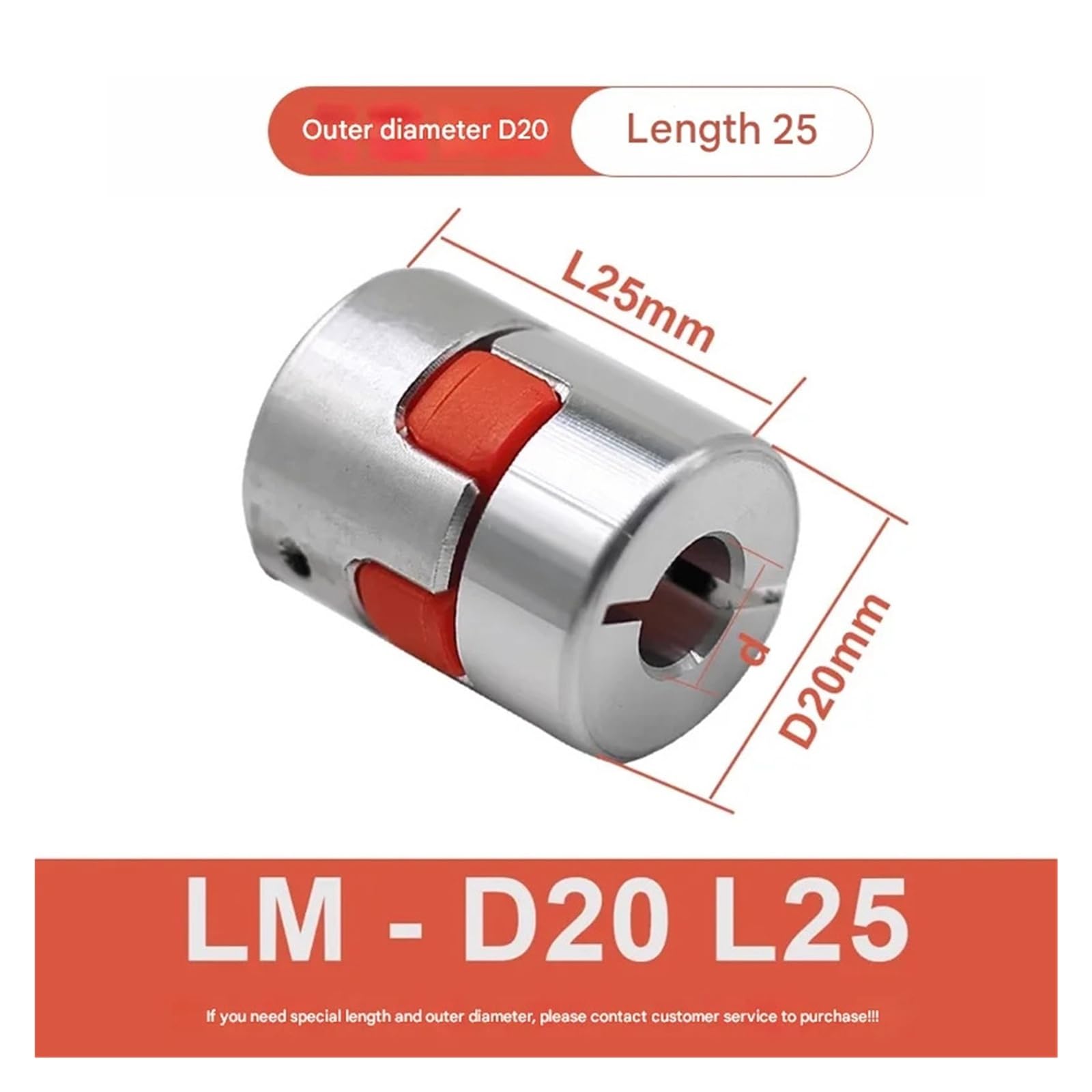 Acoplamiento flexible de aluminio D20L25 de 5 x 8 mm, 3 mm, 4 mm, 5 mm, 6 mm, 6,35 mm, 7 mm, 10 mm, acoplador flexible de aluminio (6 x 7)