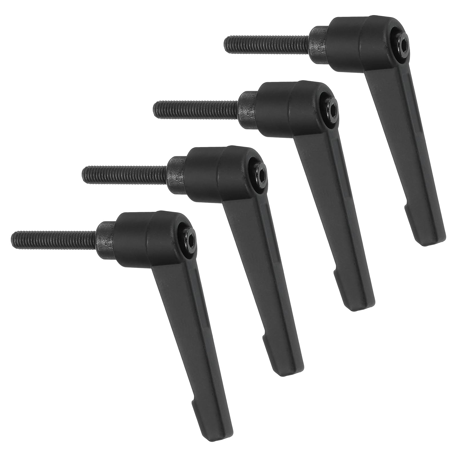 uxcell 4Pcs M5 x 25mm Adjustable Knobs Handle Male Thread Push Button Ratchet Quick Release Locking Rotating Bolt for Lathe Machinery, Black