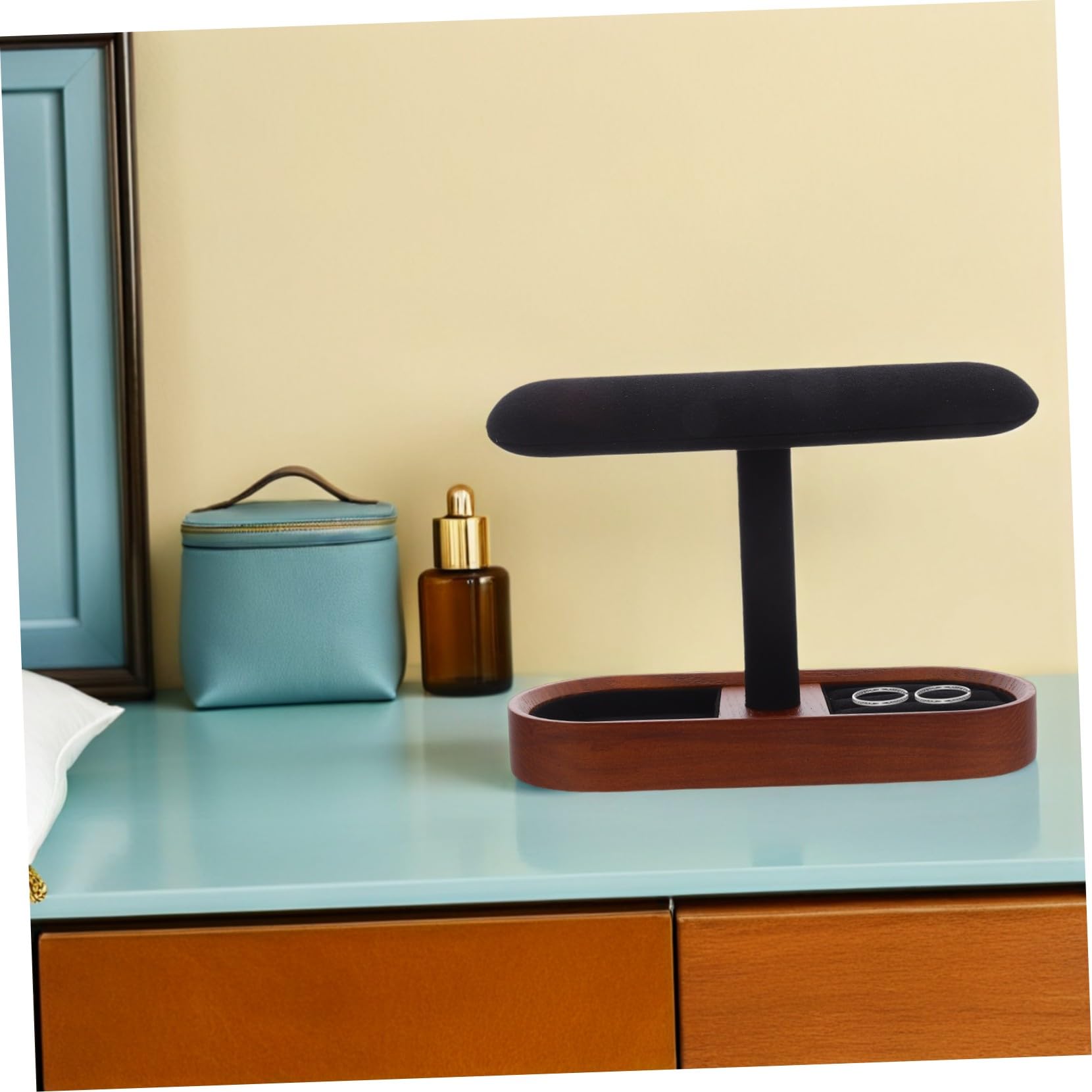Soporte de Madera para Reloj y Pulseras Expositor T-bar Elegante con Acabado Natural Organizador Multiusos para Joyas y Accesorios Mostradores y Tocadores Almacenamiento Estable