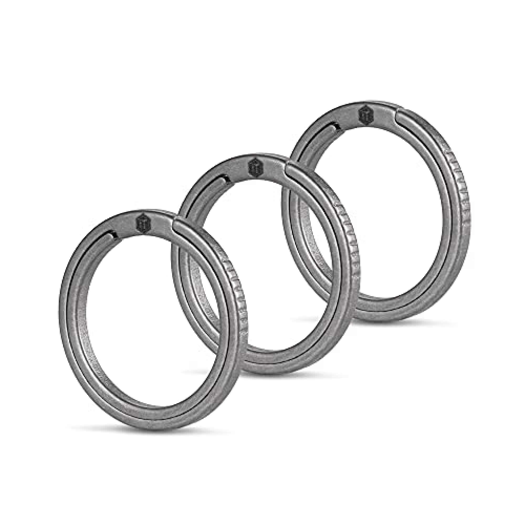 KeyUnity Titanium Flat Key Rings, 33/25/17.5mm Side Pushing Split Ring for Key Carabiner Flashlight Dog ID Collar Tag(3M)