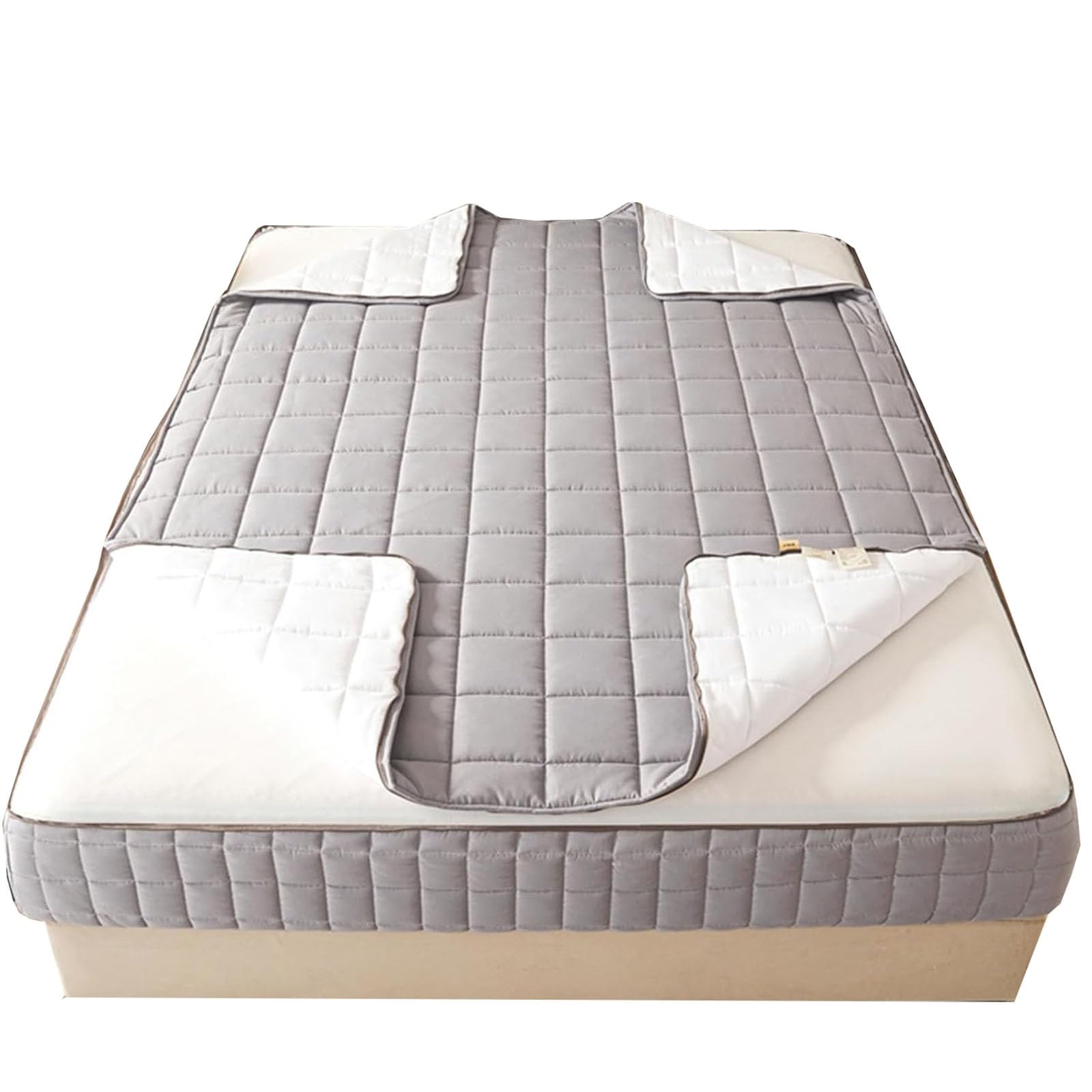 Coprimaterasso trapuntato personalizzabile con cerniera, grigio chiaro, adatto per letti da 120 x 190/160 x 190/120 x 200, 140 x 190 x 25 cm, perfetto per letti matrimoniali e singoli, morbido