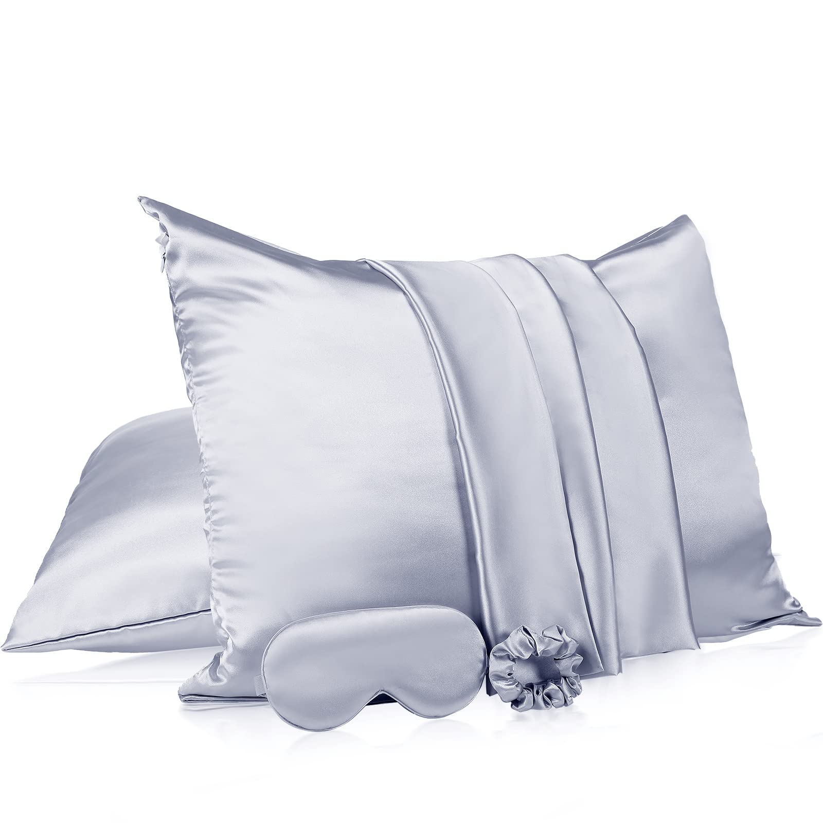 Taie d'oreiller en satin avec fermeture éclair lot de 2 masque sommeil chouchou