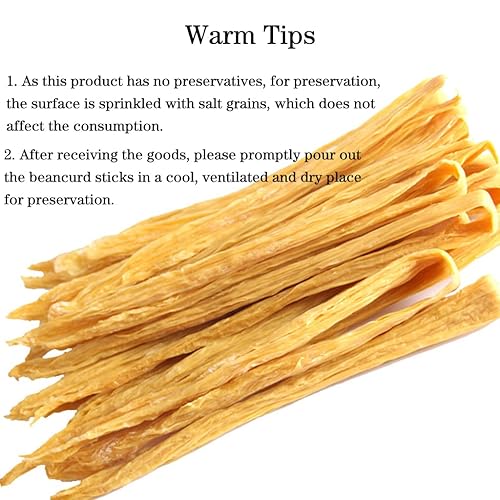 Miniatura 6 de JTEDZI Palitos de cuajada de frijoles secos, 17.63 oz (500 g) Palitos de Beancurd secos, , Yuba de piel de tofu seco asiático sin OMG, buena fuente
