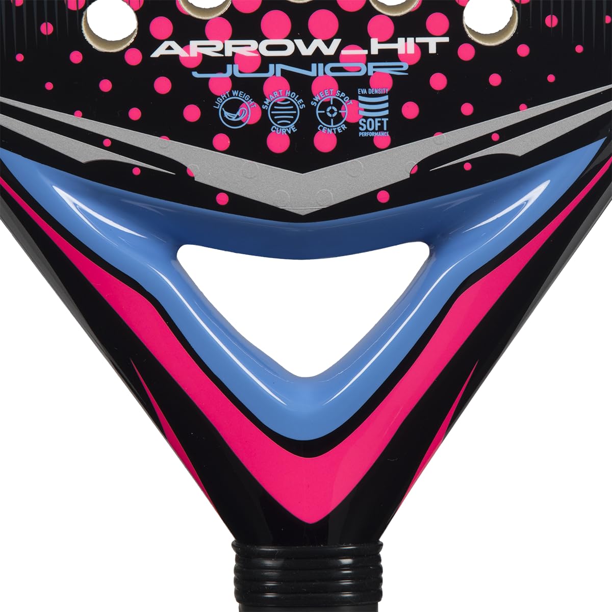 Pala de pádel adidas Arrow Hit Junior Rosa, Forma Redonda,Goma eva Soft Performance,Fibra de Vidrio