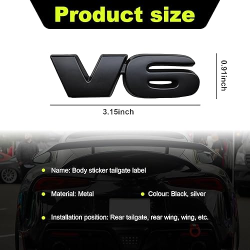 Miniatura 2 de 2 emblemas de metal 3D V6 SR5, para guardabarros laterales y traseros, calcomanías autoadhesivas para parachoques de guardabarros, accesorios