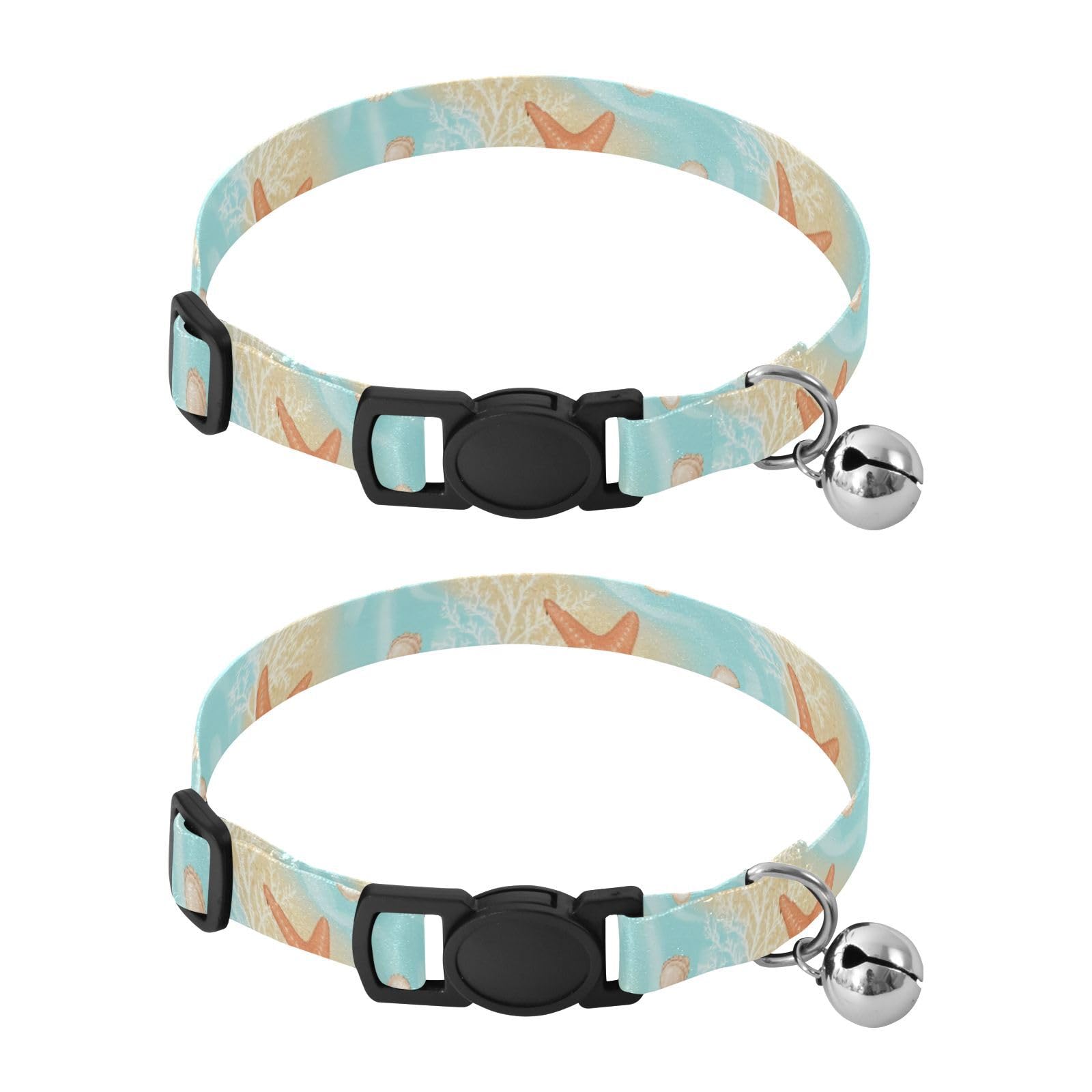 Beach Blue Ocean Pet Collar 2 Pack Lightweight Small Dog Collar Adjustable 10.6 to 17.1 Inches