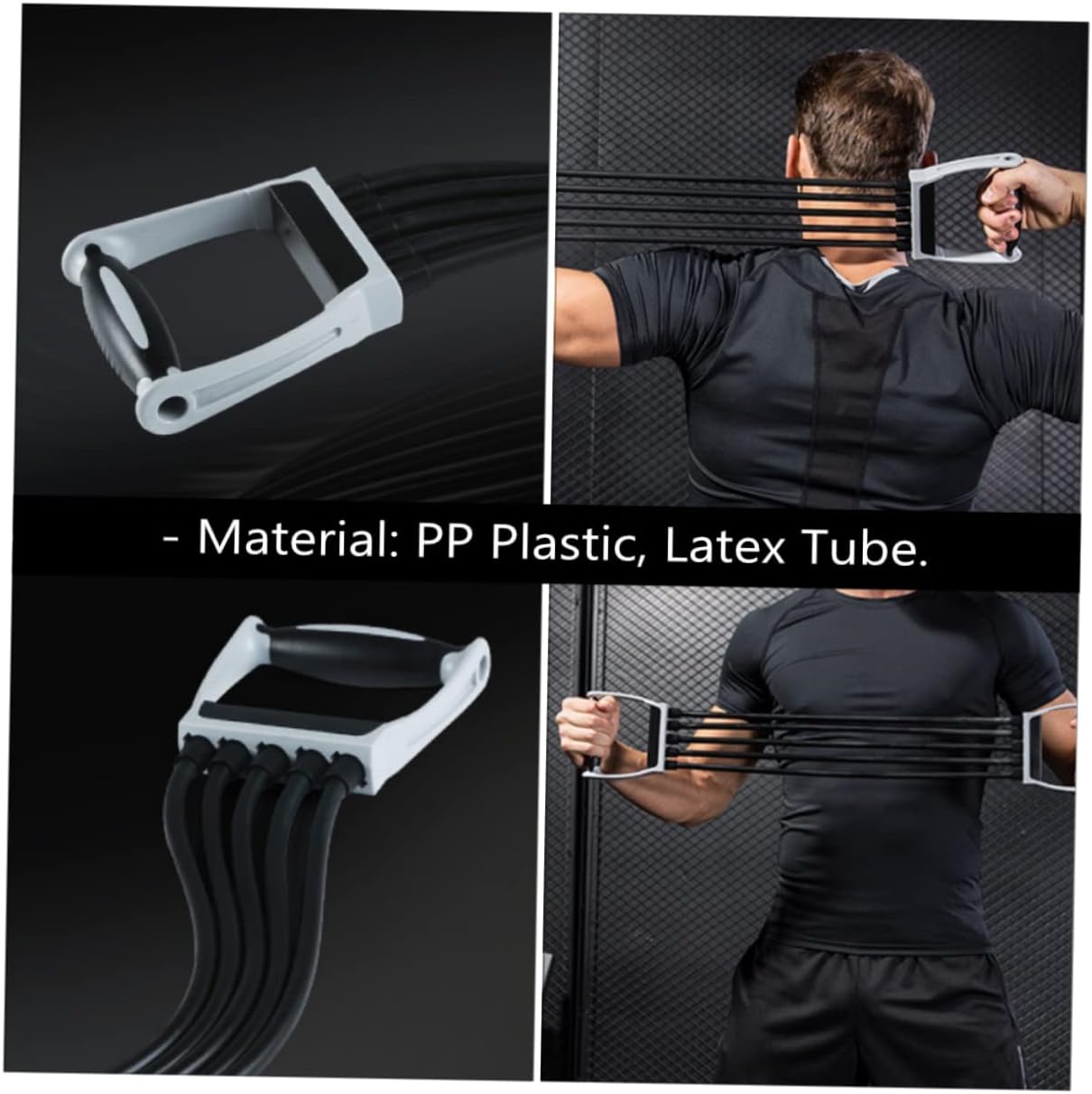 Spring Chest Expander 150LB Adjustable Tension Strength with Handles | Latex Tube, PP Plastic Grips, 30 Tension Per Tube, Black Finish, for Chest Arms Shoulders and Upper Back