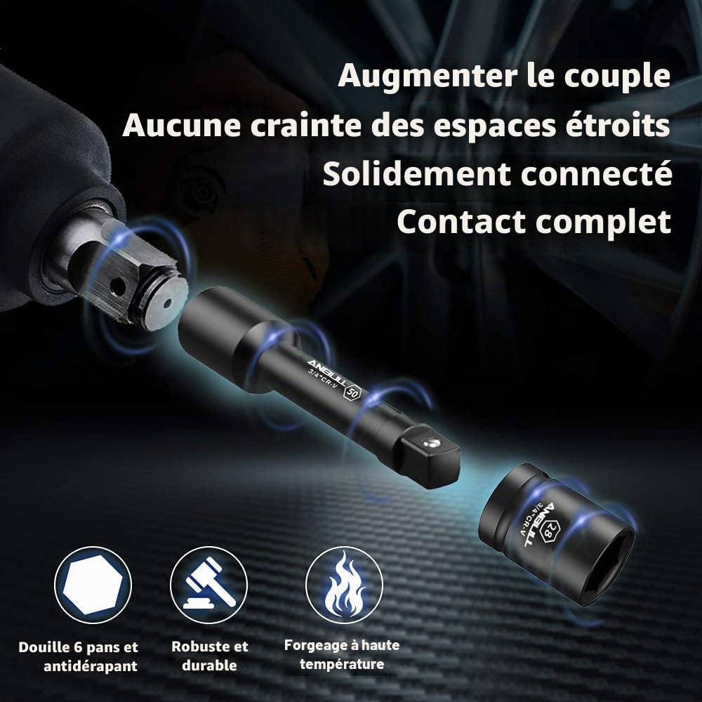 Anbull Jeu de douilles à chocs Jumbo de 3/4"