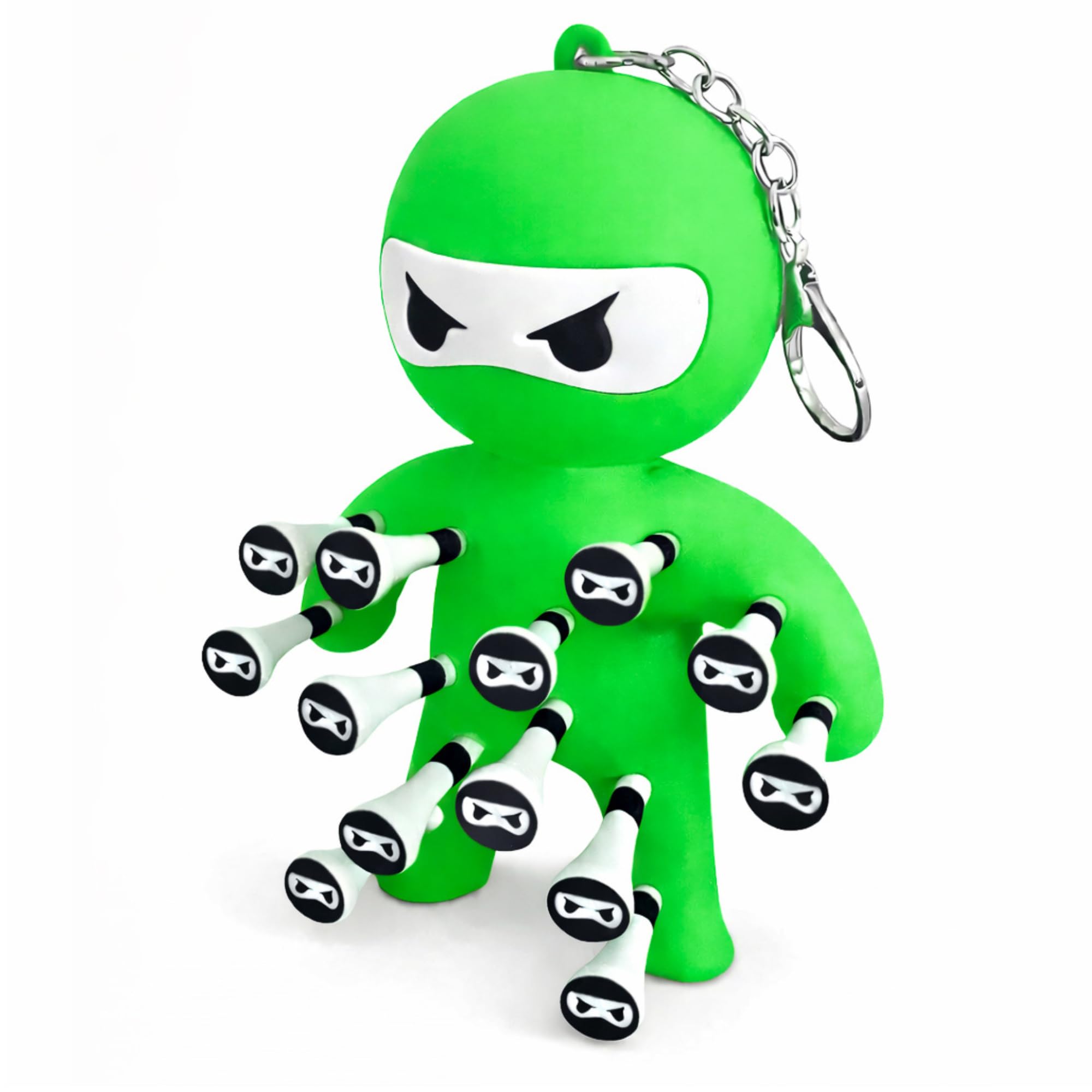 Golf Tee Holder – Ninja Design | Black or White | Holds 13 Tees (Tee Ninja - Green)