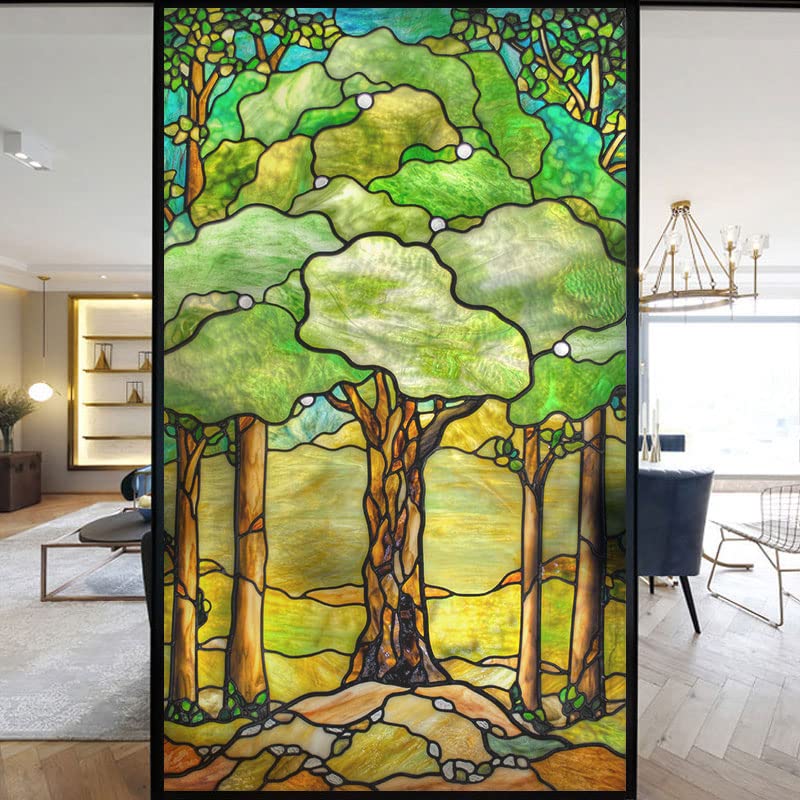 Film Autocollant Statique décoratif givré pour fenêtre d'église européenne - Bloque Les UV - Couleurs discrètes - 60 x 120 cm (l x H)