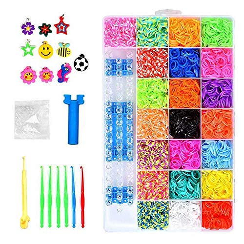 Rainbow Bandas de telar, Diy Rainbow Rubber Bands con 22 colores, Kits de bandas de goma con caja de almacenamiento, Hacer Pulseras con Gomas, para niños Diy Toys Bracelet Jewelry Making