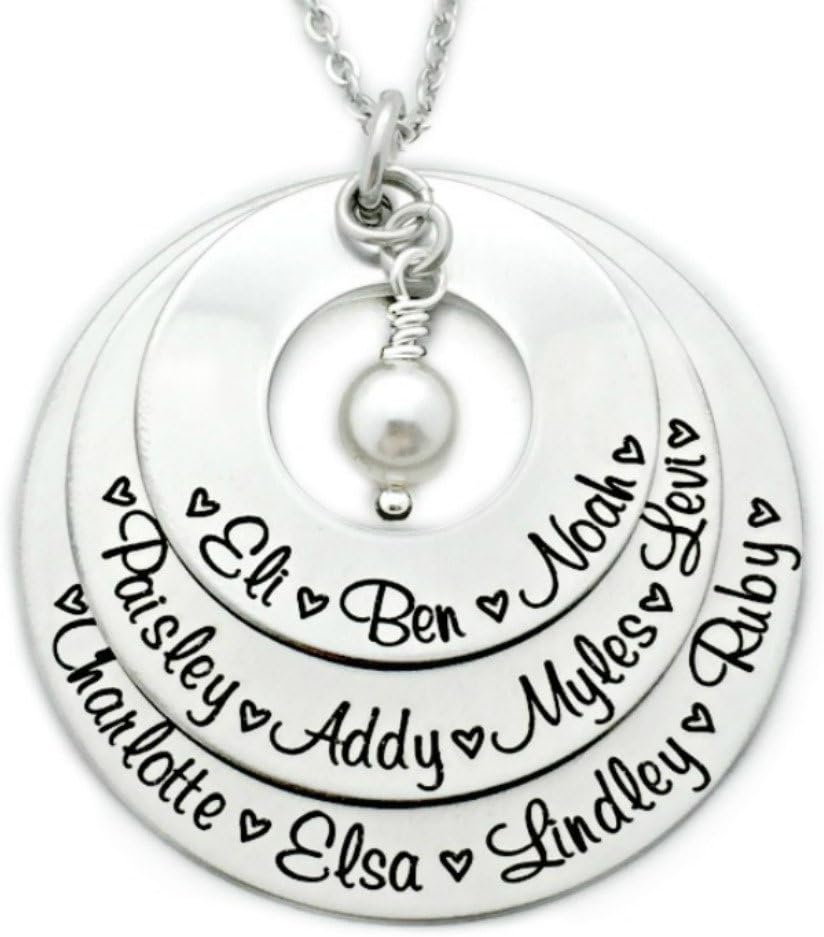 Oaklee Mae Custom Layered Washer Family Name Necklace - Personalized Jewelry - 1187