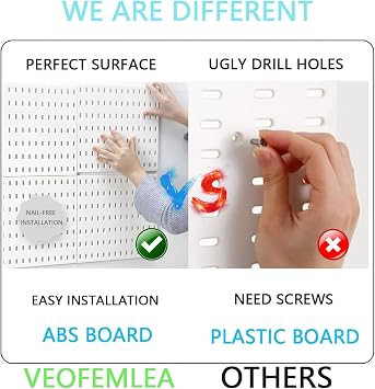 Pegboard Combination Kit, 8 Peg Boards and 30 Accessories Modular Hanging Black Pegboard for Walls, Office Wall Organizer, Keys Holder on Wall, Nursery Storage, 44
