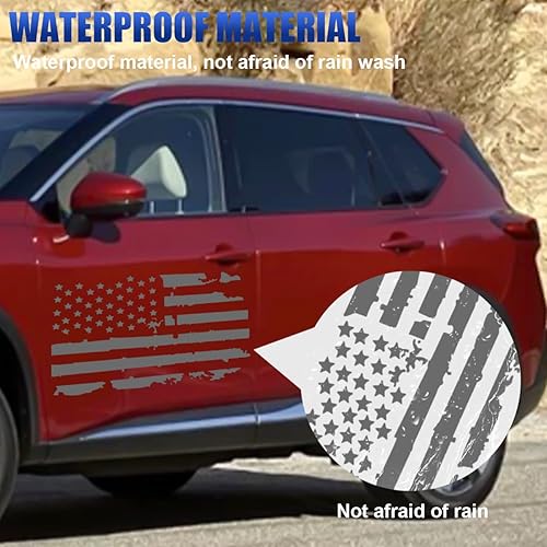 Miniatura 3 de Calcomanía de bandera estadounidense envejecida de 23.6 x 11.8 pulgadas para puerta de automóvil, calcomanía patriótica gráfica de la bandera de