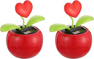 FAVOMOTO 2Pcs Ornaments Solar Powered Dashboard Figurines car Decor car Solar Swinging Heart Sun Flower Solar Head car Toys Head Shaking Doll Clamshell Plastic Printable Decorations