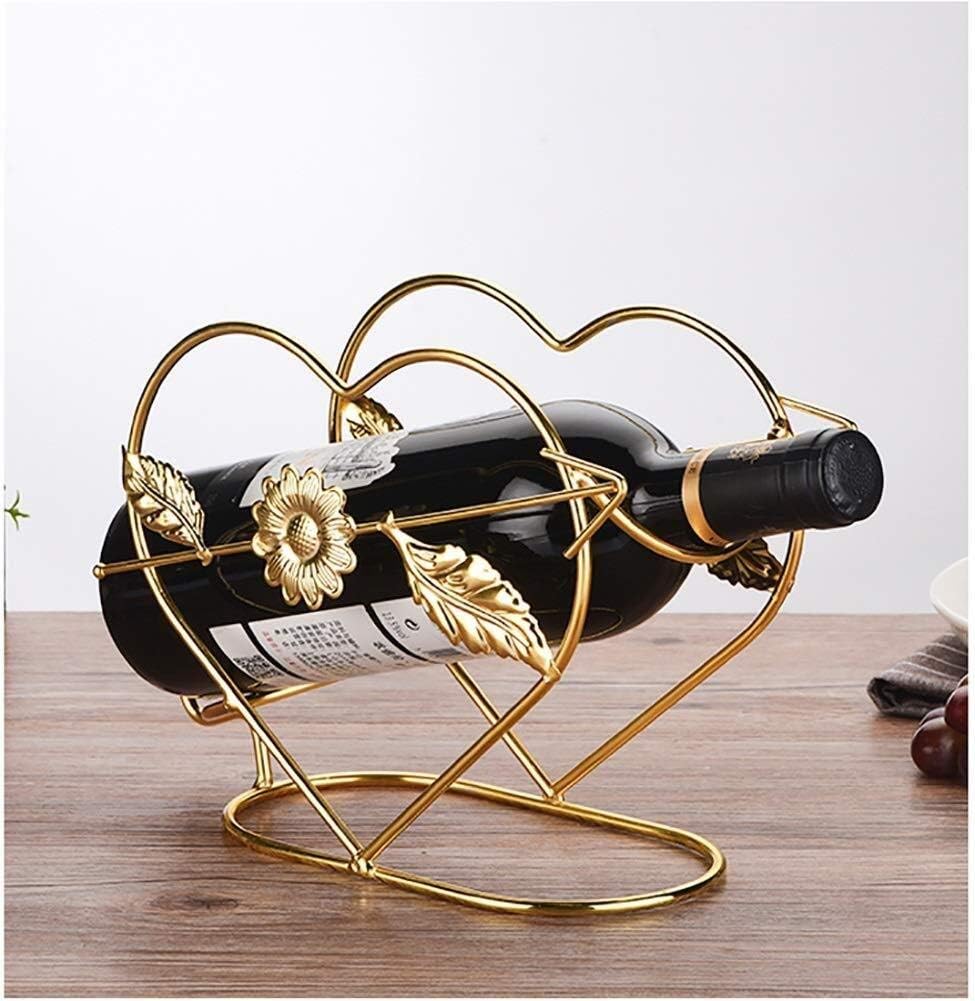 Tabletop Iron Wine Dispaly Rack Retro Wine Bottle Holder Stand Fashion European Style Portable Modern Minimalist Design for (Color : Rose Gold)