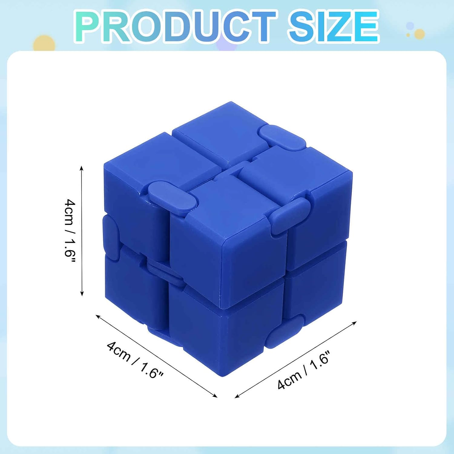 Fidget Magic Cube Toy Mini Stress Release Finger Cube Toys,Blue image 2
