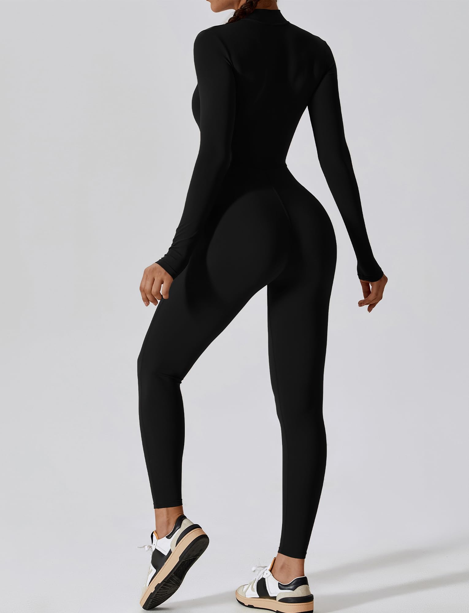 SEAUR Combinaison de Sport Yoga Sexy Manches Longues Femme Jumpsuit de Sport Fitness Dame Body de Yoga Une Pièce Dame S-XL