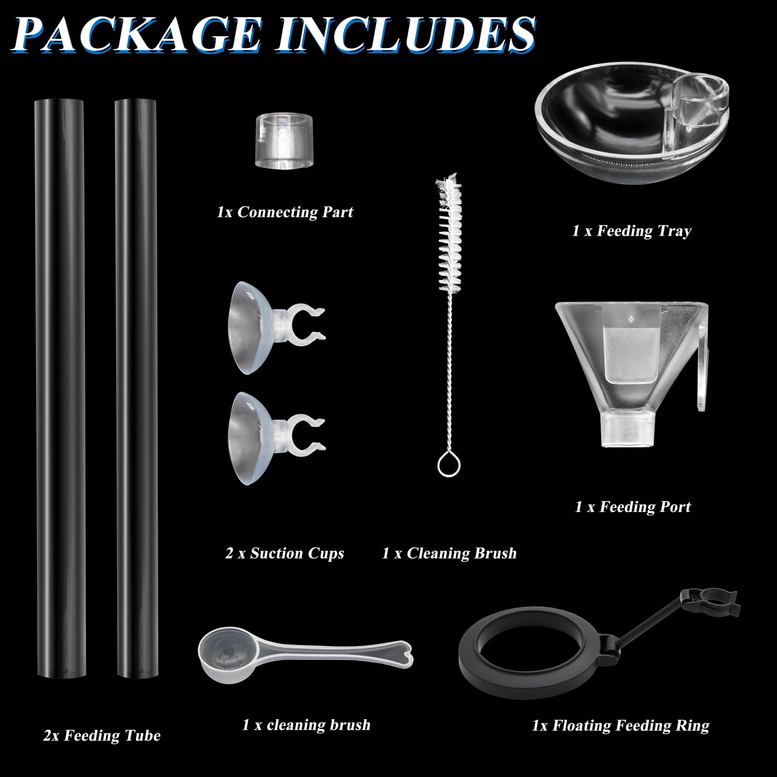 Aquarium Fisch Garnelen Futternapf Set, Garnelen Futternapf Set, Transparent Shrimp Feeding Adjustable Tube with Feeding Ring, Cleaning Brush for Fish Tank and Preventing Food Scattering (Small)