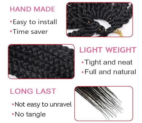 Goddess Box Braids Crochet Hair - 14 Inch, 7 Packs