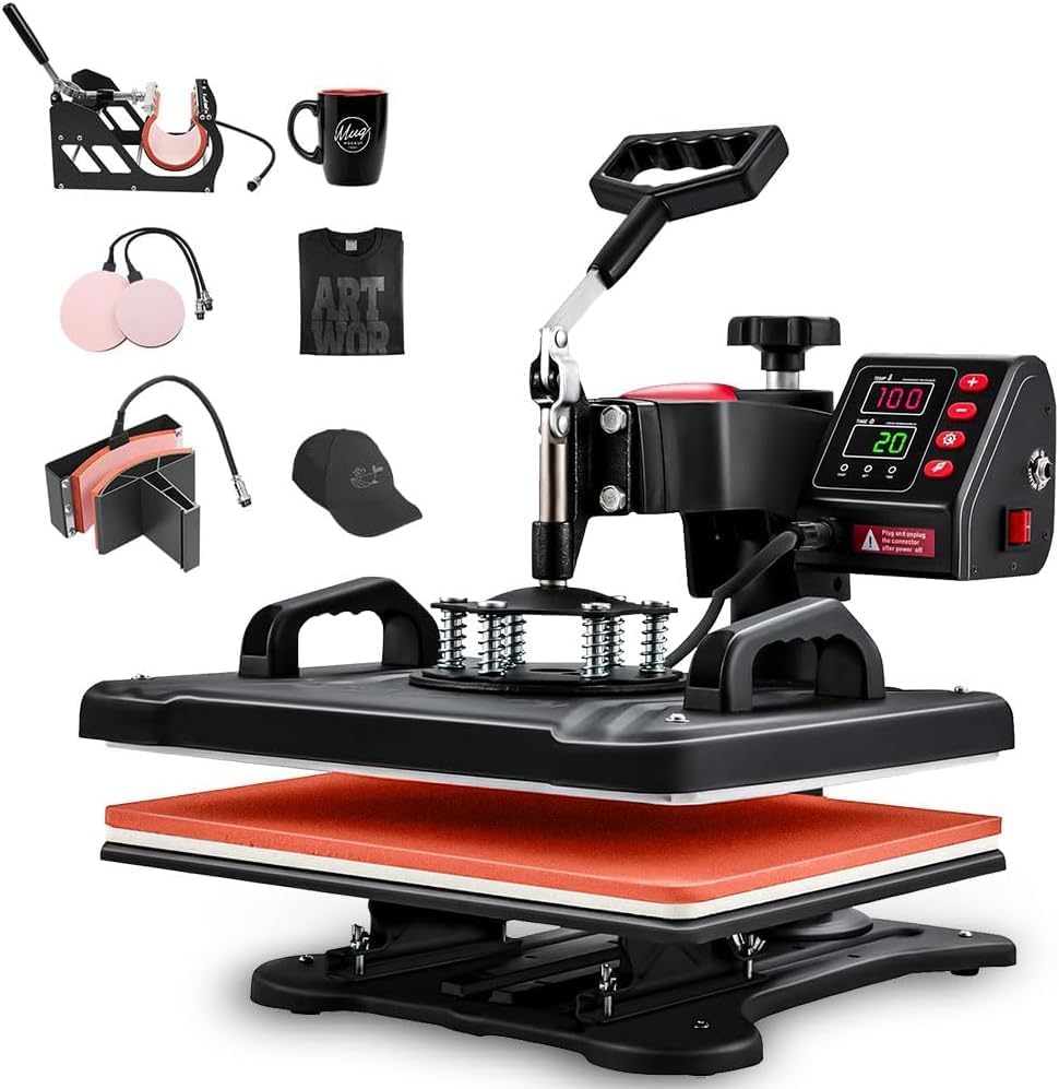 110V, 5 em 1 Prensa Termica, Maquina de Estampar Camisetas, Máqui...