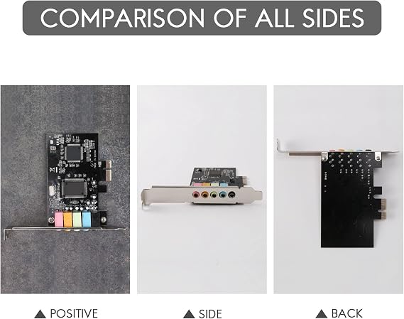 PCIe Sound Card 5.1, PCI Express Surround 3D Audio Card for PC with High Direct Sound Performance & Low Profile Bracket, black