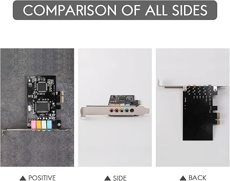 PCIe Sound Card 5.1, PCI Express Surround 3D Audio Card for PC with High Direct Sound Performance & Low Profile Bracket, black