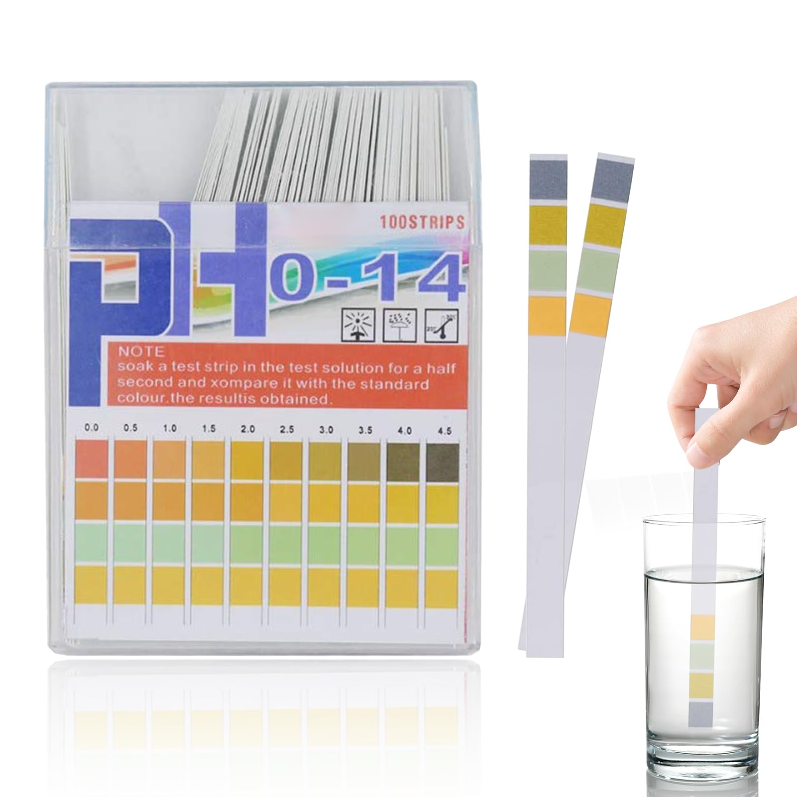 Boîte De 100 Feuilles De Papier De Test Acide Et Basique Ph 0 À 14, Qualité Supérieure, Grande Zone De Test Pour L'eau Et Les Nitrates