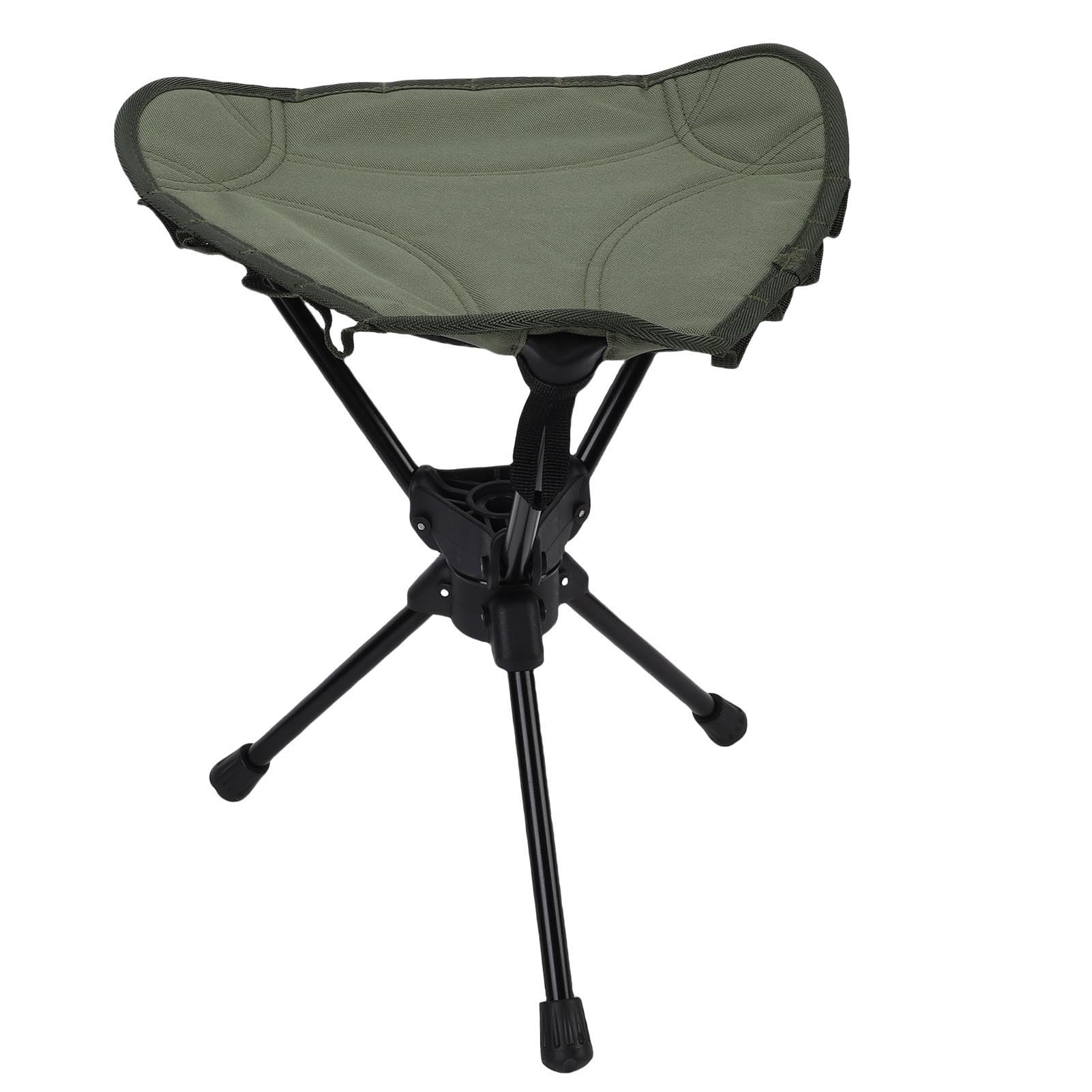 Tabouret de Camping Pliant, Siège Trépied Portable Léger Rotatif à 360 Degrés avec Sac de Transport, pour la Randonnée, la Pêche, Le Camping, Le Barbecue, Le Pique-Nique, Les (Green)