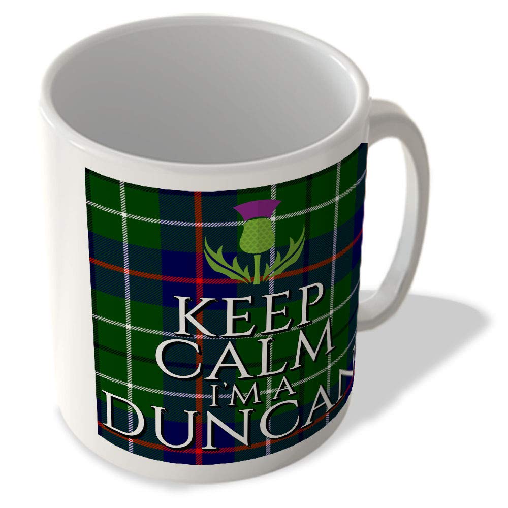 Mcmug White - Keep Calm I'm A Duncan - Duncan Modern Tartan - (Thistle) - Scottish Mug, Ceramic, 11Fl.oz.