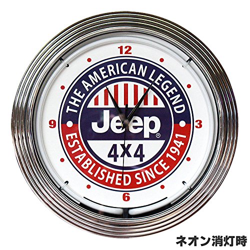 Amazon.co.jp: 壁掛け 時計 ネオンクロック JEEP 4×4 ジープ ブルー