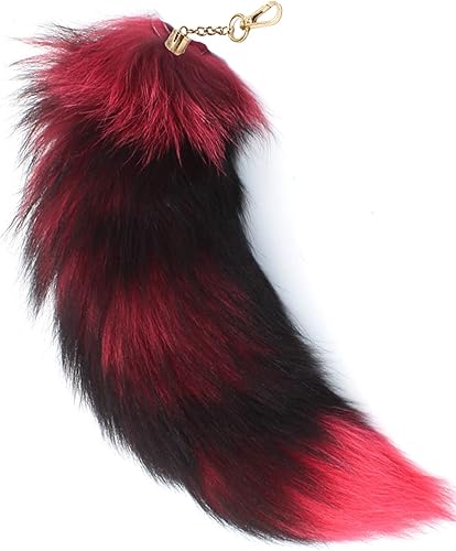 Miniatura 4 de Forssils Llavero de cola de zorro real y peludo de pelo de zorro negro, rojo, blanco, cola de zorro, juguete de cosplay para niños (soleado)