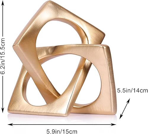 Miniatura 2 de LCCCK Escultura geométrica moderna con nudo con purpurina, decoración de estatua dorada para el hogar, centro de mesa Jax, escultura geométrica de