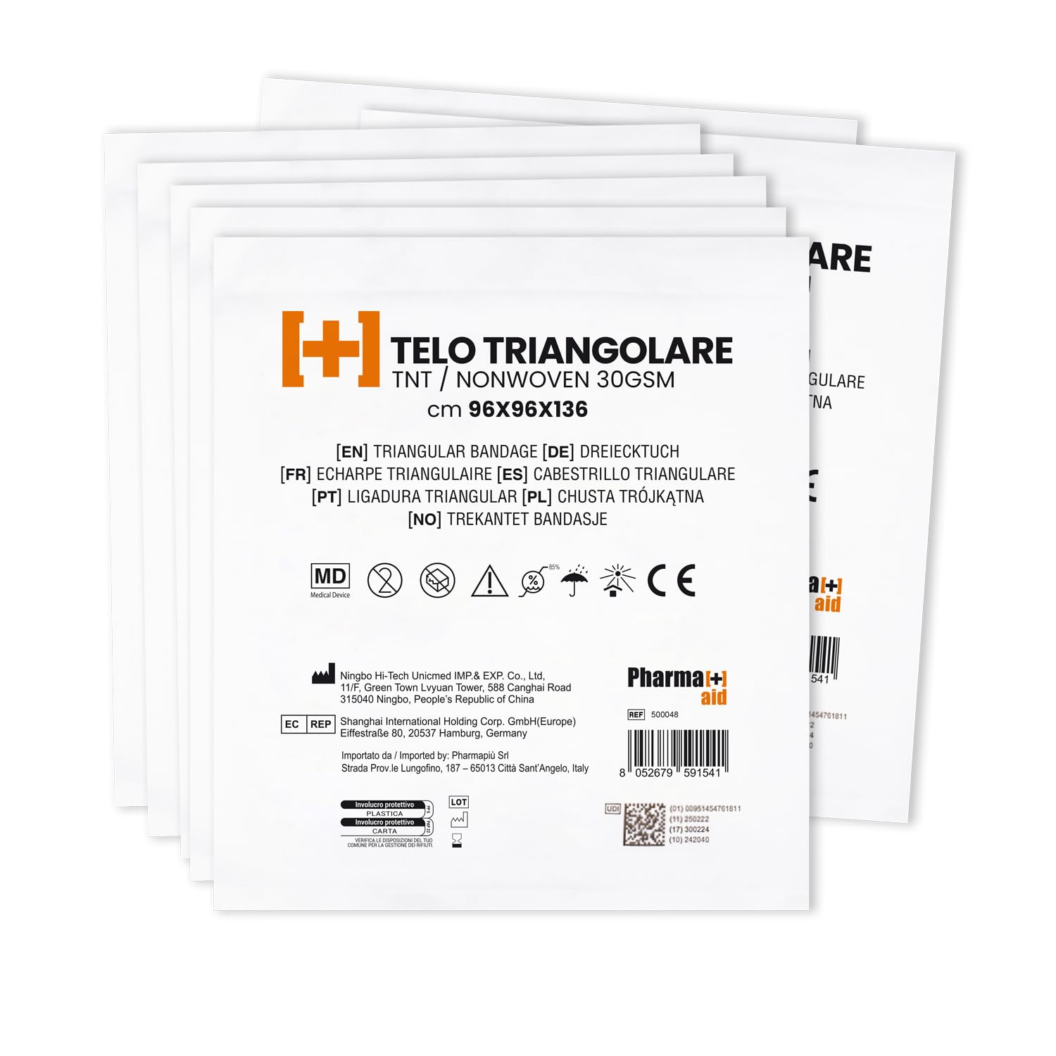 Pharma[+] 10 PZ Telo Triangolare 96x96x136 cm MONOUSO in Tessuto Non Tessuto Medico - Teli triangolari (Conf. 10)