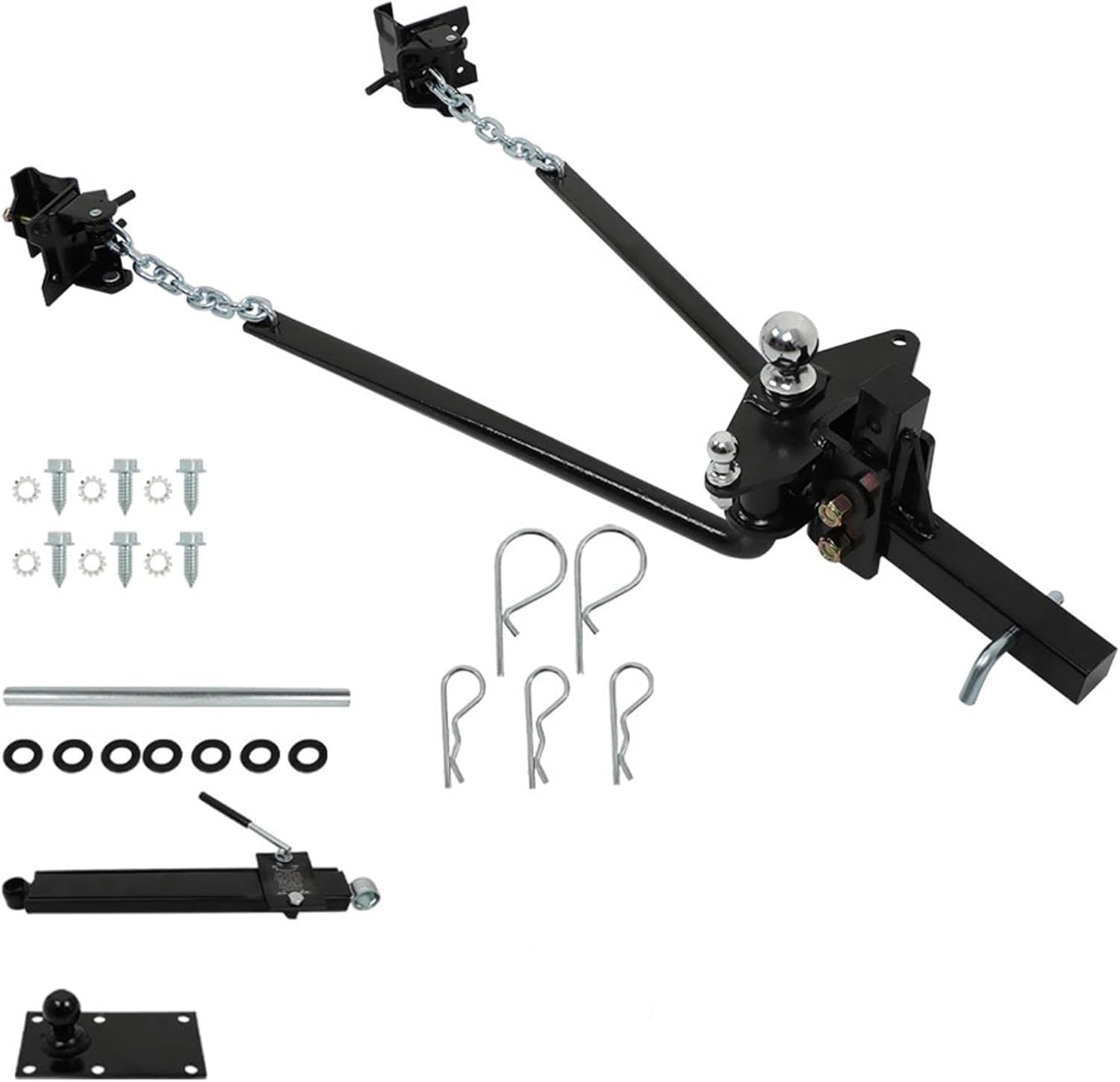 Silscvtt 1200lb RV Weight Distribution Hitch Interchangeable Spring Bars with 2-5/16 Inch Ball Sway Control
