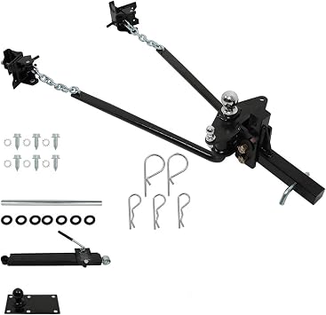 Silscvtt 1200lb RV Weight Distribution Hitch Interchangeable Spring Bars with 2-5/16 Inch Ball Sway Control