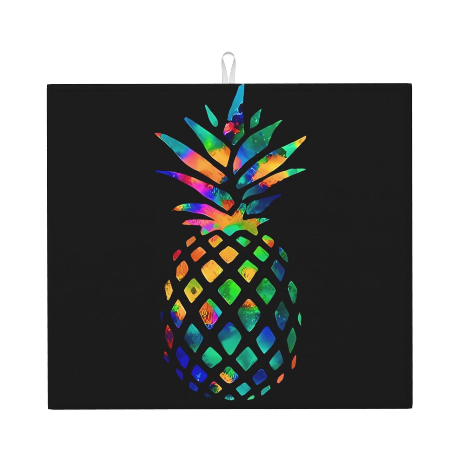 WHJSSF pineapple Prints Kitchen Drying Mat - Absorbent Dish Drying Throw with Colorful Prints, Quick-Dry Countertop Layer for Dishes & Appliances - Non-Slip & Foldable