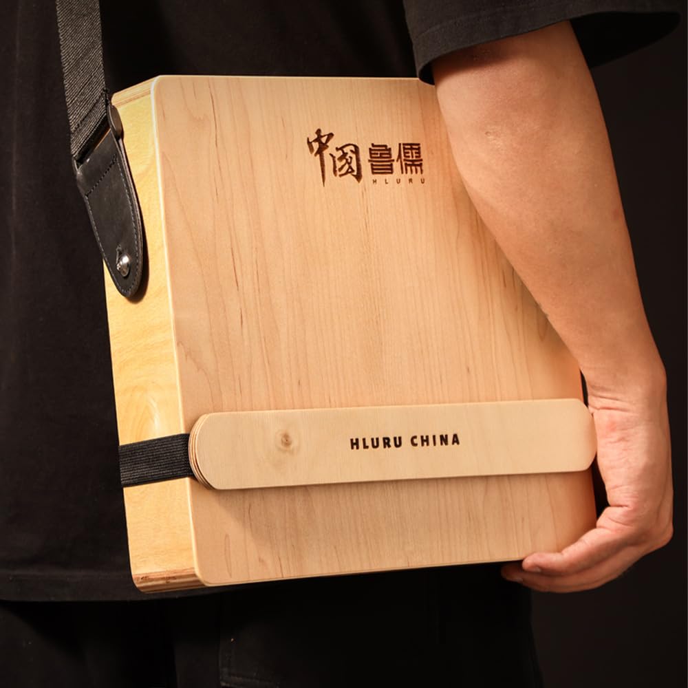 HUIOP Cajón Tambor de Madera 3 en 1 Instrumento de Percusión de Tambor de Mano Plano con Correa Ajustable Tambor de Caja portátil para Principiantes Viajes Fiesta Tambores de Mano