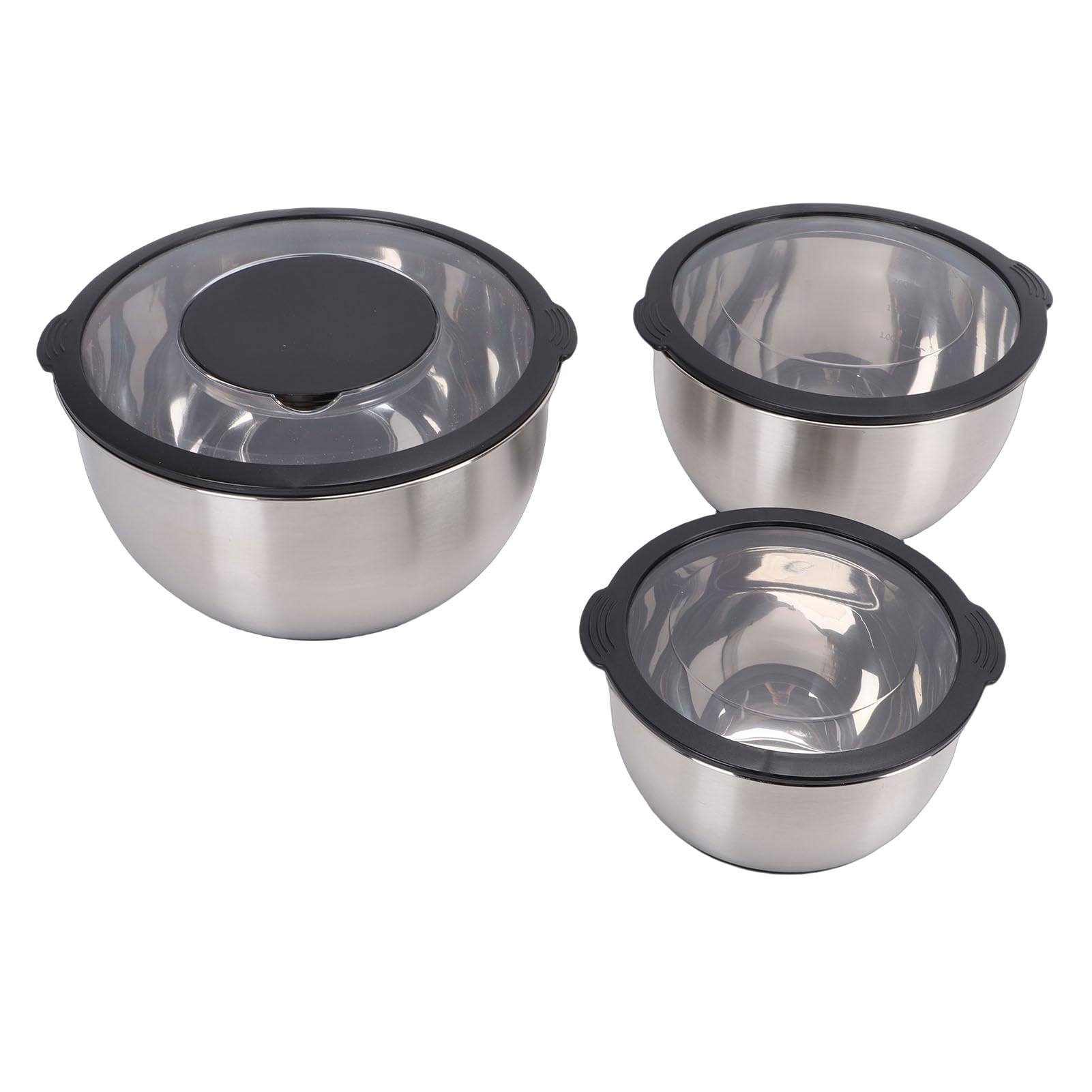 Rührschüssel-Set aus Edelstahl mit Reibe und Deckel, 3 Größen für die Lebensmittelzubereitung, Perfekt für die Küche